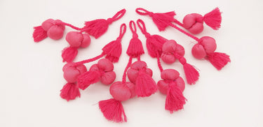 Pink Silk Fabric Ball Tassels, Latkan, Embellishments
